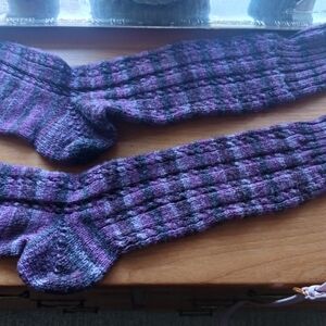 Purple and Black Patterned Women's Socks